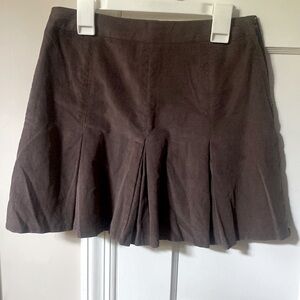 Brown Pleated Corduroy Skirt